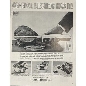 General Electric Cordless automatic slicing knife "GE Has It!" Print Ad 1960's